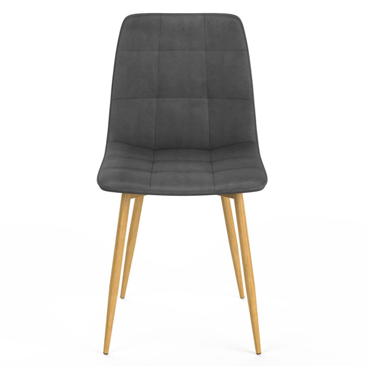 Set di 6 sedie da pranzo in velluto grigio scuro con gambe effetto legno - MILA | IdMarket