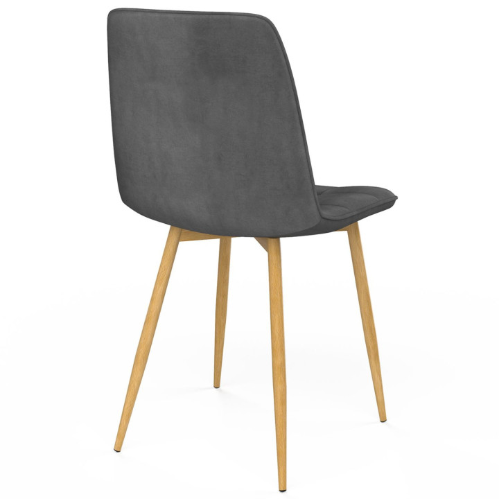 Set di 6 sedie da pranzo in velluto grigio scuro con gambe effetto legno - MILA | IdMarket