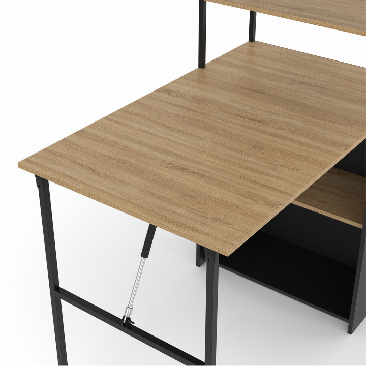 Scrivania libreria pieghevole con piano in faggio e nero - RAY | IdMarket