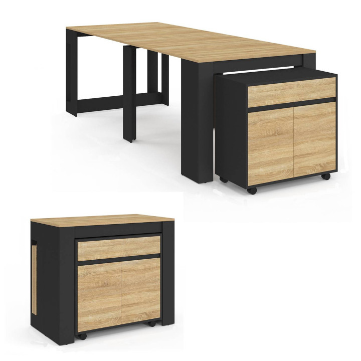 Tavolo da buffet allungabile per 10 persone, legno e nero 235 cm - ORLANDO | IdMarket