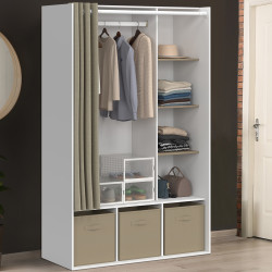 Spogliatoio bianco con scaffali, portaoggetti e tenda - DIANE | ID Market