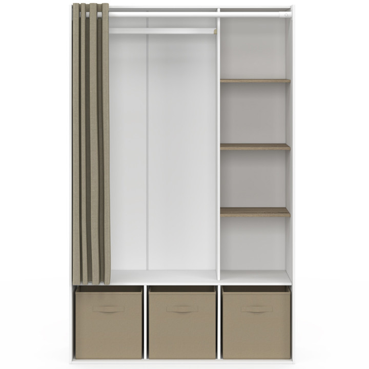 Spogliatoio bianco con scaffali, portaoggetti e tenda - DIANE | ID Market