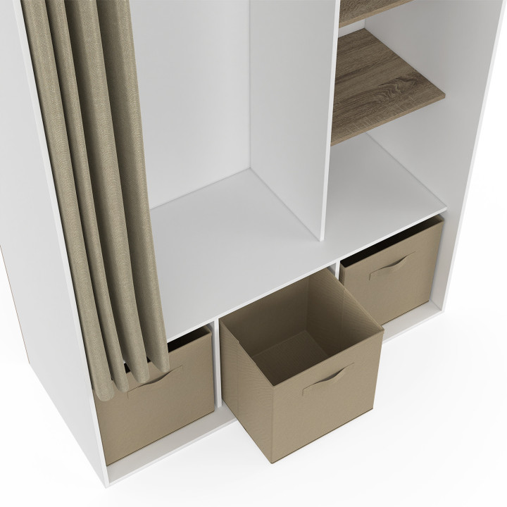 Spogliatoio bianco con scaffali, portaoggetti e tenda - DIANE | ID Market