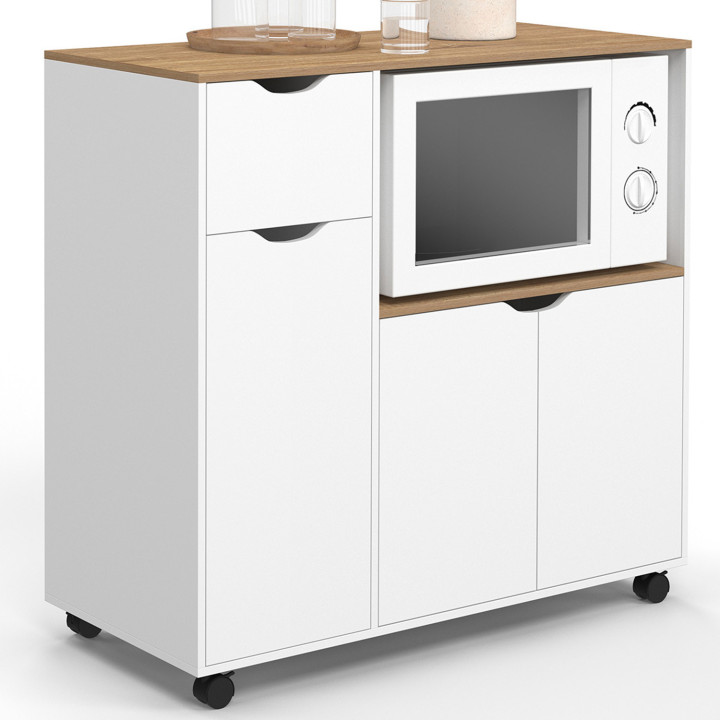 Supporto per microonde da cucina XXL in legno bianco - COSI | IDMarket