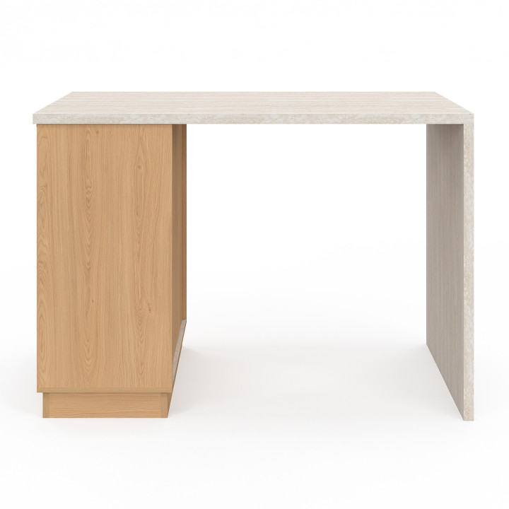 Tavolo centrale ad isola per 4 persone 130 cm piano effetto legno e travertino - VITO | IdMarket