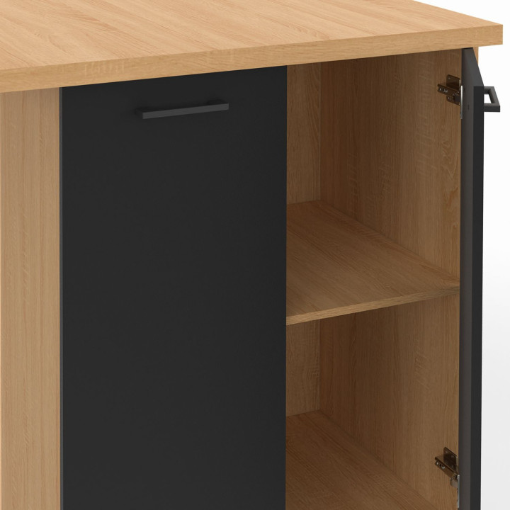 Isola da cucina economica da 100 cm in faggio e nero - IVO | ID Market