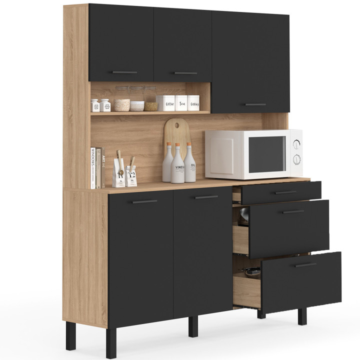 Credenza a 5 ante con 3 cassetti in faggio e nero - CINA | IdMarket