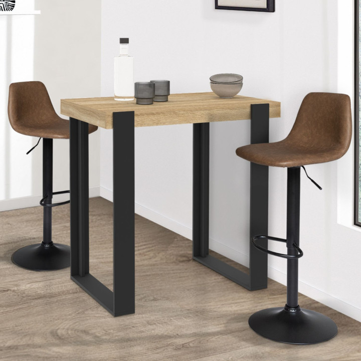 Supporto da cucina nero e legno 90 cm - PHOENIX | ID Market