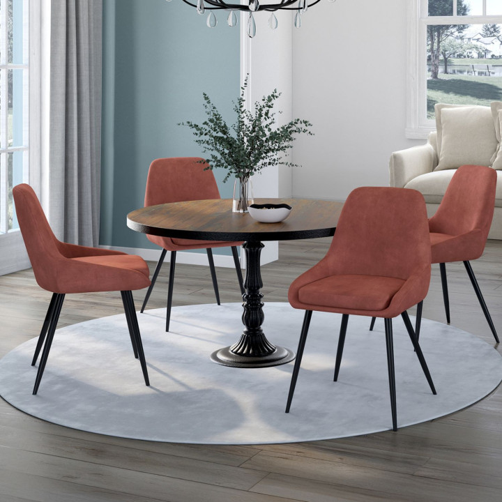 Set di 4 sedie in velluto terracotta con braccioli - THALYA | IdMarket