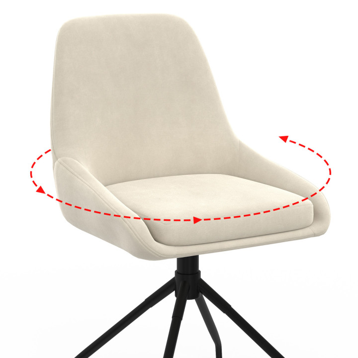 Set di 4 sedie girevoli in velluto beige con braccioli - THALYA | IdMarket