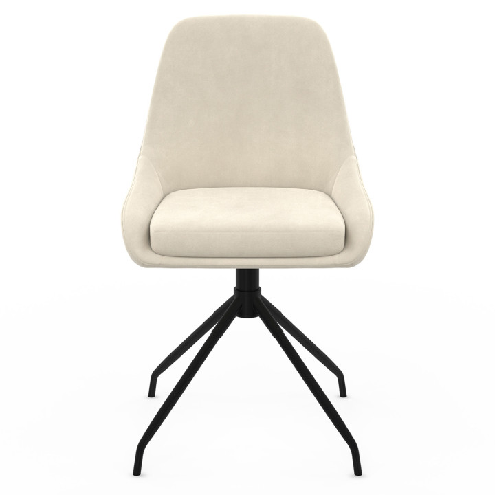 Set di 4 sedie girevoli in velluto beige con braccioli - THALYA | IdMarket