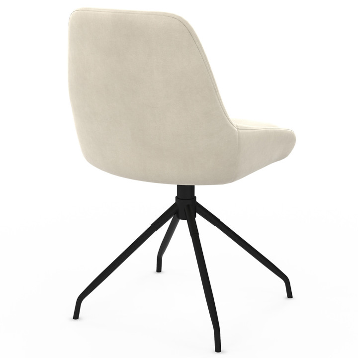 Set di 4 sedie girevoli in velluto beige con braccioli - THALYA | IdMarket