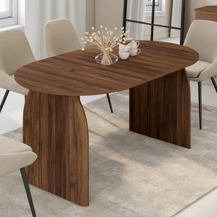 Tavolo da pranzo allungabile japandi ovale 6-10 persone noce - EDITH | IdMarket