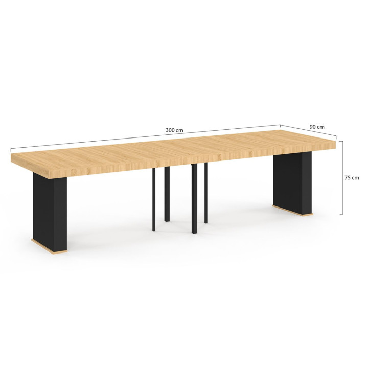 Consolle allungabile 14 persone 300 cm legno e nero - EDEN | IdMarket