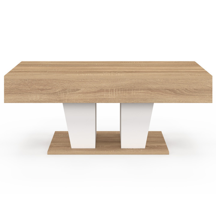 Tavolino da caffè con piano rettangolare in legno e alzatina bianca - ELIAD | IdMarket