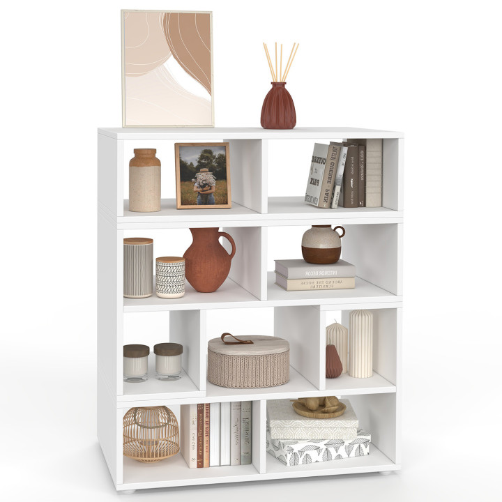 Porta TV modulare con 3 moduli multifunzionali effetto legno e bianco - LEONARD | IdMarket