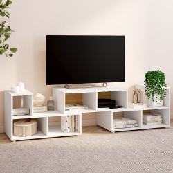Porta TV modulare con 3 moduli multifunzionali effetto legno e bianco - LEONARD | IdMarket