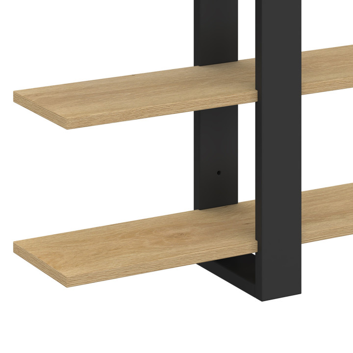 Scaffale a parete con 4 ripiani scorrevoli in faggio e nero - ORA | IdMarket