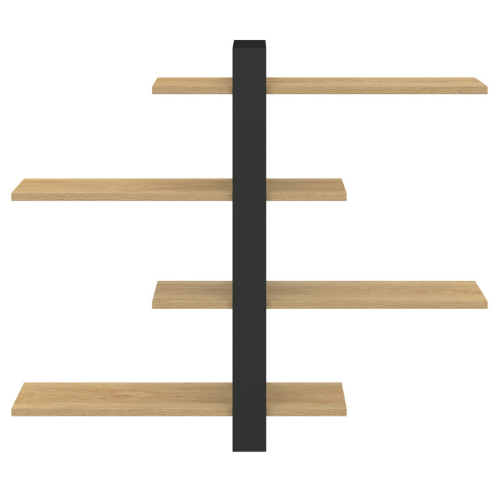 Scaffale a parete con 4 ripiani scorrevoli in faggio e nero - ORA | IdMarket