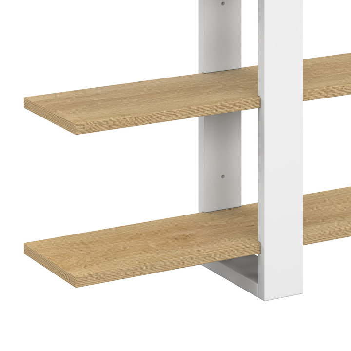 Scaffale a parete con 4 ripiani scorrevoli in faggio e bianco - ORA | IdMarket