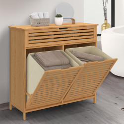 Mobile da bagno in bambù 2 cestini estraibili per la biancheria 1 cassetto - BEA | IdMarket