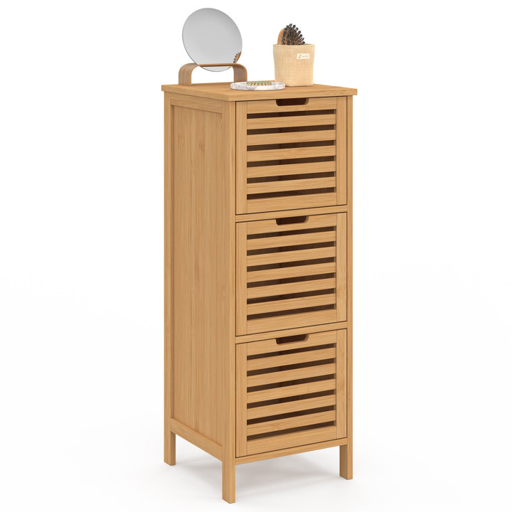Mobile bagno a 3 ante in bambù 30 x 30 x 80 cm - BEA | IdMarket