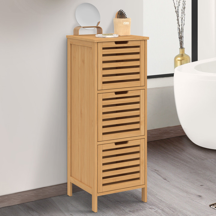 Mobile bagno a 3 ante in bambù 30 x 30 x 80 cm - BEA | IdMarket
