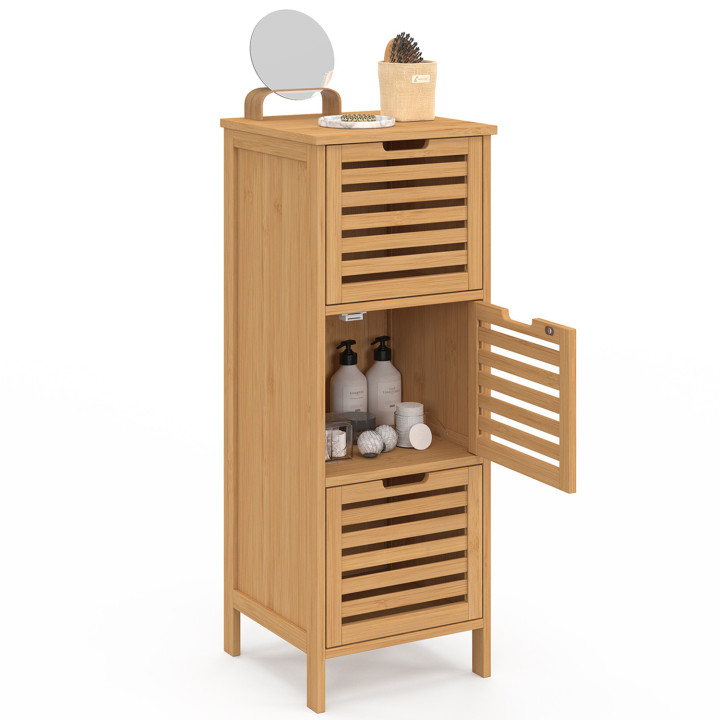 Mobile bagno a 3 ante in bambù 30 x 30 x 80 cm - BEA | IdMarket