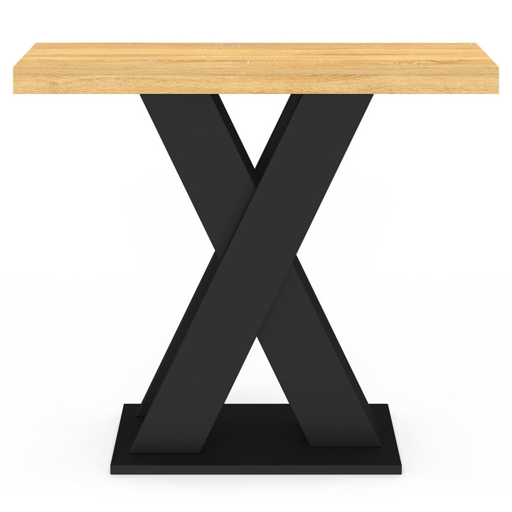 Console con piano in legno e base a X nera - ALICIA | IdMarket