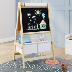 Cavalletto bifacciale 3 in 1 con rotolo di carta e 2 cestini portaoggetti | IdMarket