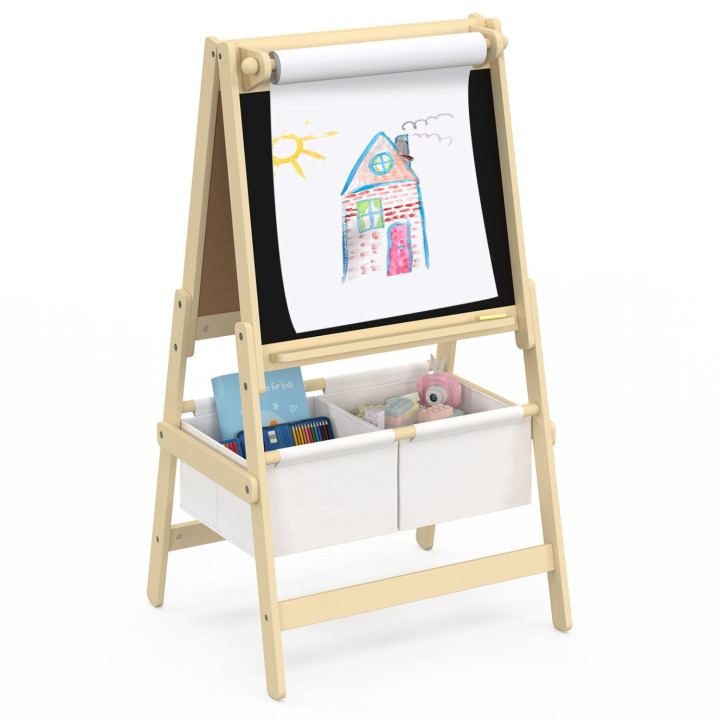 Cavalletto bifacciale 3 in 1 con rotolo di carta e 2 cestini portaoggetti | IdMarket