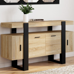 Credenza bassa industriale 140 cm in faggio e nero - PHOENIX | ID Market
