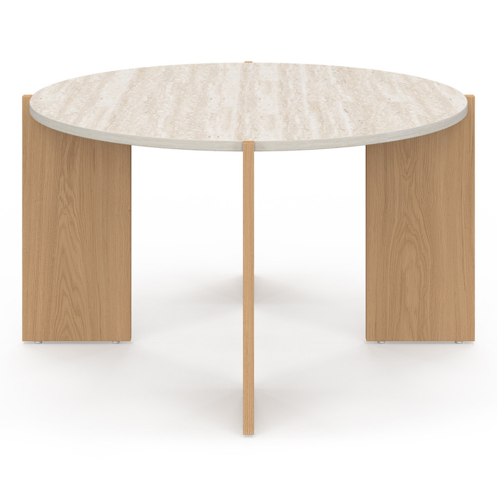 Tavolino rotondo ARMONIA 73 cm effetto travertino - ARMONIA | IdMarket