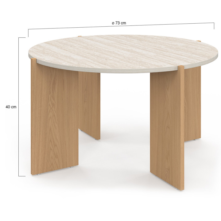 Tavolino rotondo ARMONIA 73 cm effetto travertino - ARMONIA | IdMarket