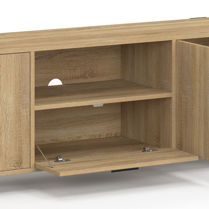 Mobile TV con ripiani e armadio 200 cm legno e nero