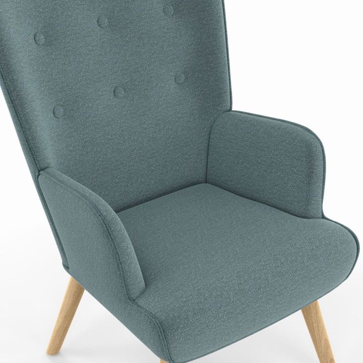 Poltrona scandinava in tessuto verde eucalipto - IVAR | ID Market