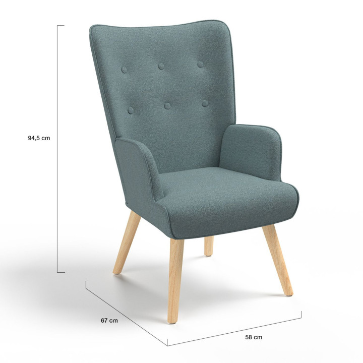Poltrona scandinava in tessuto verde eucalipto - IVAR | ID Market