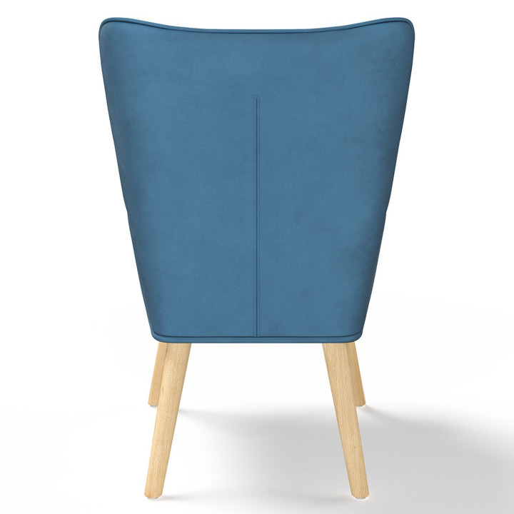 Poltrona scandinava in velluto blu patchwork con poggiapiedi - IVAR | ID Market