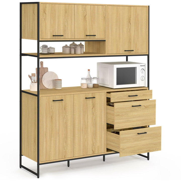 Credenza 140 cm 5 ante + 3 cassetti design industriale - DETROIT | IdMarket