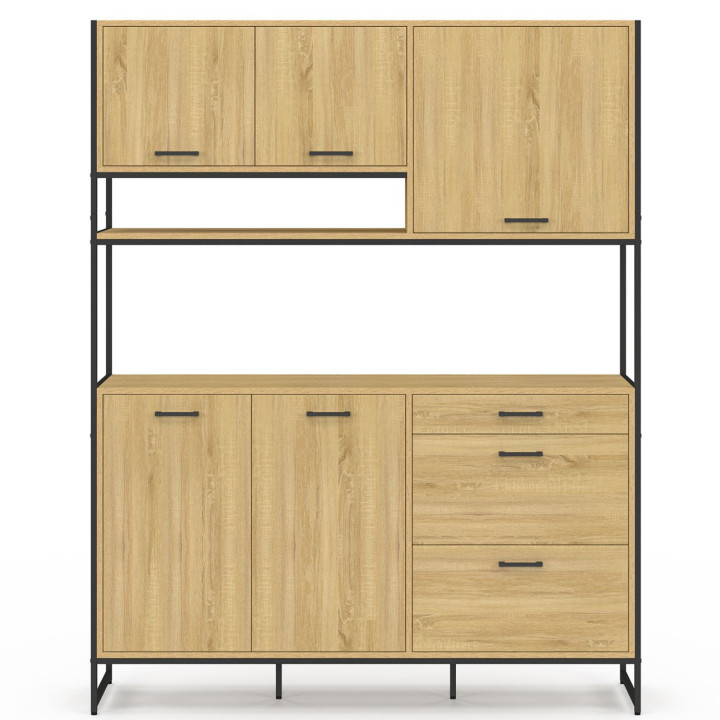 Credenza 140 cm 5 ante + 3 cassetti design industriale - DETROIT | IdMarket
