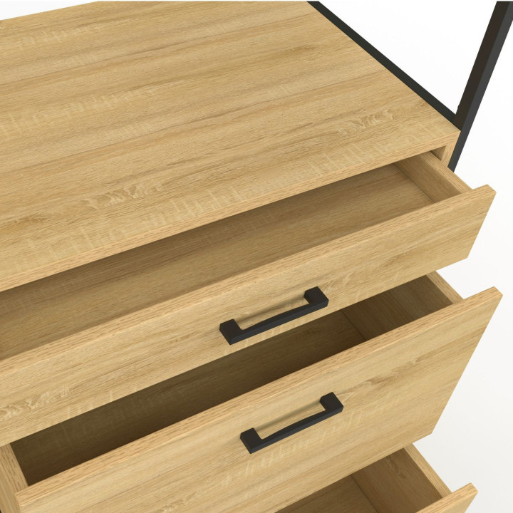 Credenza 140 cm 5 ante + 3 cassetti design industriale - DETROIT | IdMarket