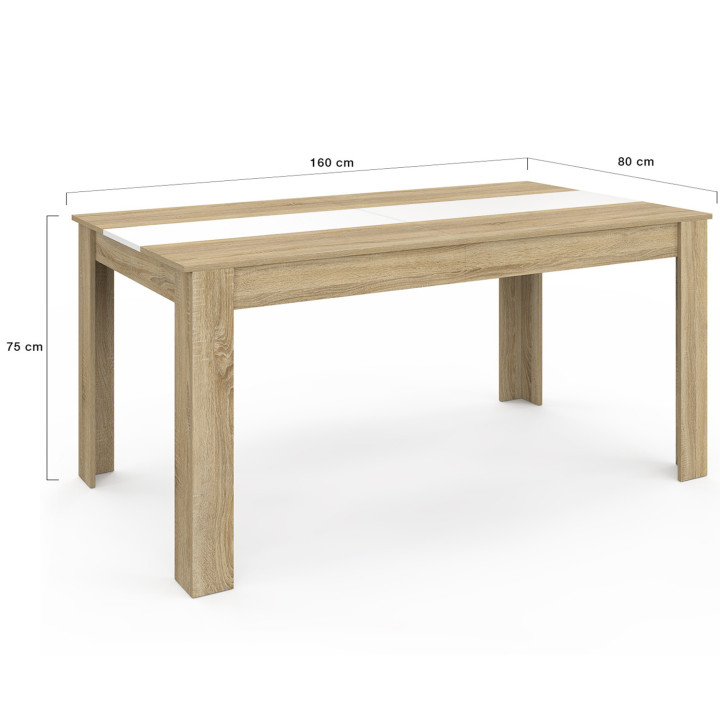 Tavolo da pranzo economico da 160 cm in finto faggio e bianco - GEORGIA | ID Market