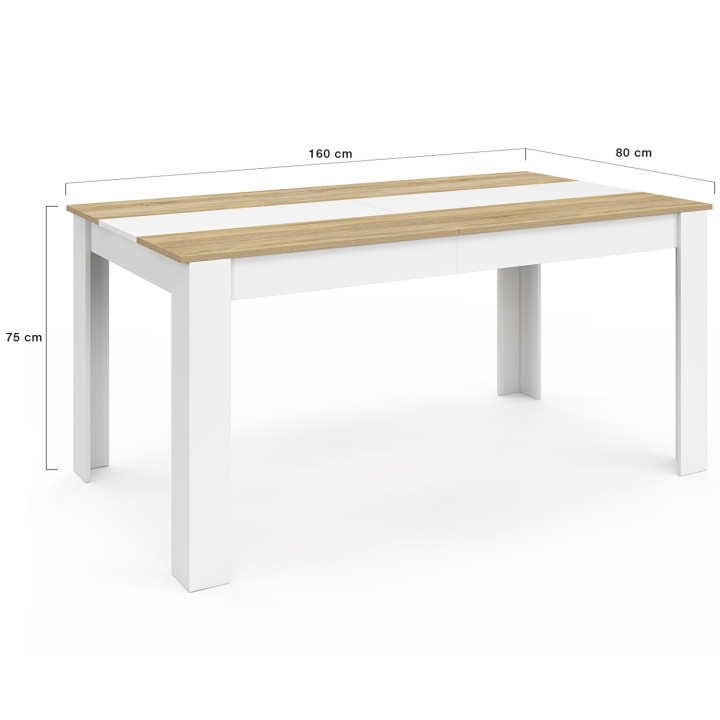 Tavolo da pranzo 8 persone 160 cm imitazione faggio e bianco - GEORGIA | ID Market