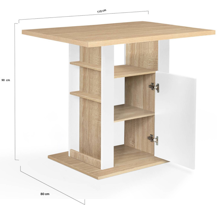 A buon mercato Isola centrale 110 cm in legno bianco e finto faggio - UGO | ID Market