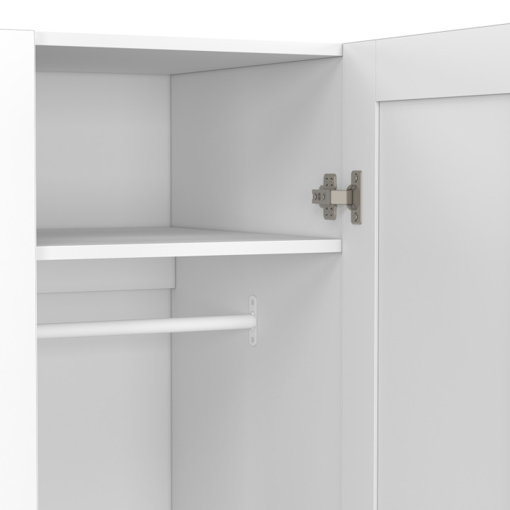 Armadio bianco a 3 ante 120 cm con 2 cassetti e ripiani - VITO | IdMarket