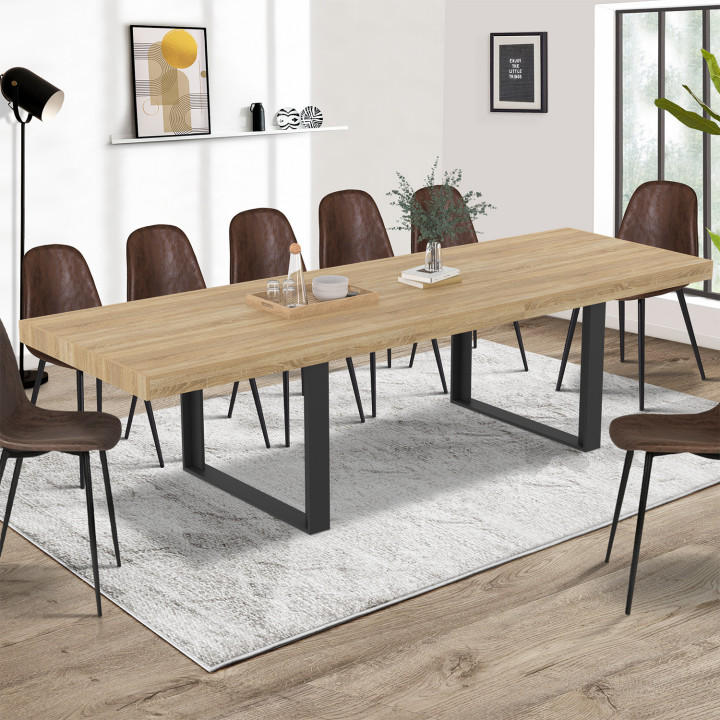 Tavolo da pranzo rettangolare per 12 persone, legno e nero 300 cm - PHOENIX | IdMarket