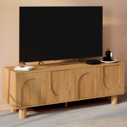 Mobile TV 140 cm a 4 ante con design ad arco effetto legno