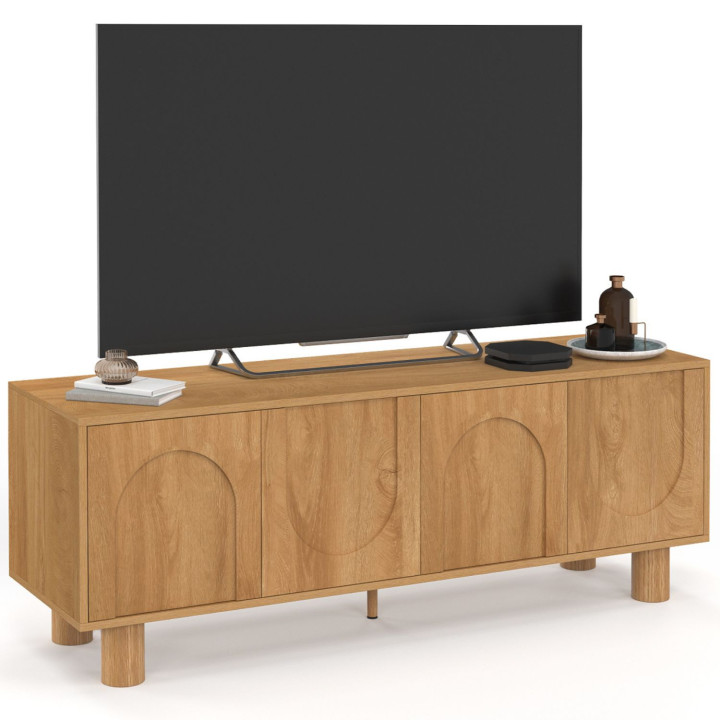 Mobile TV 140 cm a 4 ante con design ad arco effetto legno