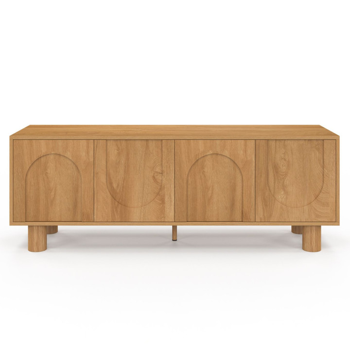 Mobile TV 140 cm a 4 ante con design ad arco effetto legno