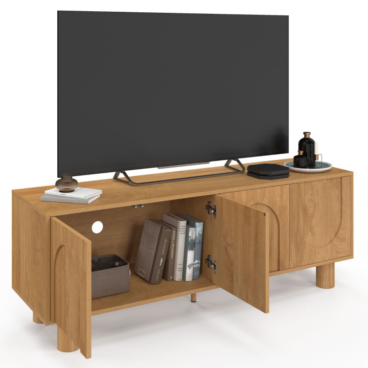 Mobile TV 140 cm a 4 ante con design ad arco effetto legno
